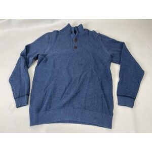 GH Bass & CO Pullover Sweater Button Collar Mens Size‎ M Blue